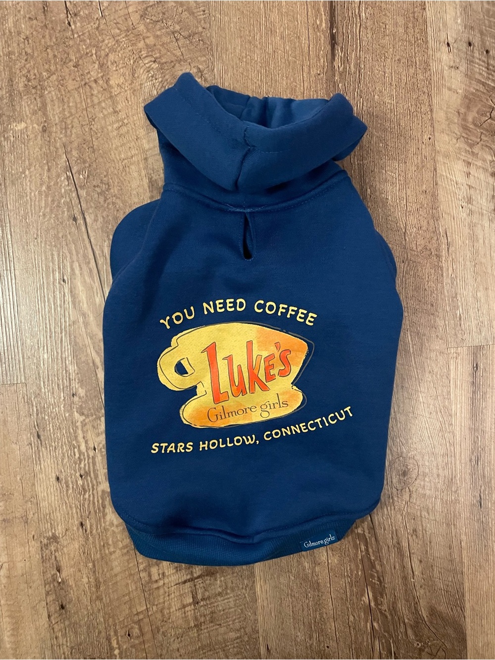 Gilmore Girls Navy Dog Hoodie - Luke’s Diner “You Need Coffee” Graphic Top Small